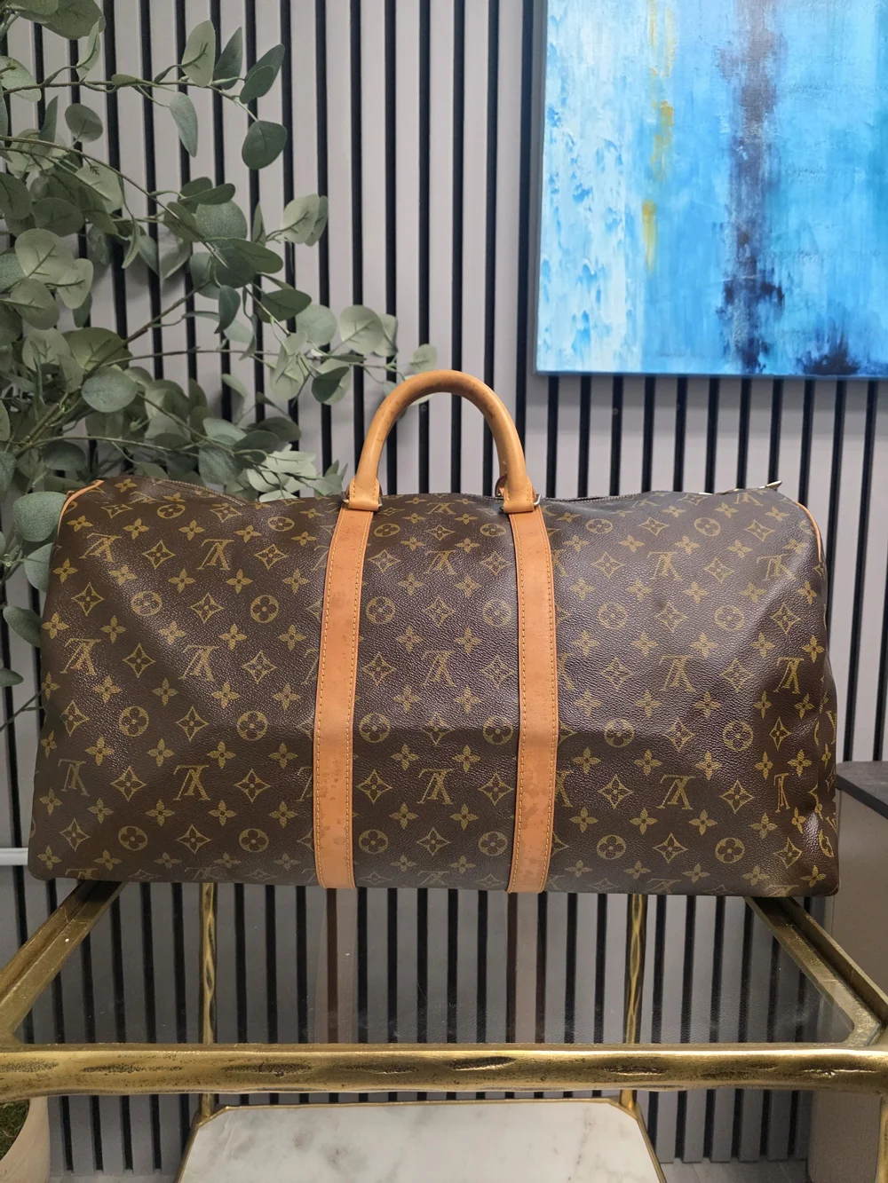 Louis Vuitton Brown Monogram Keepall Bandoulière 55 Travel Bag - Brown w/ Strap